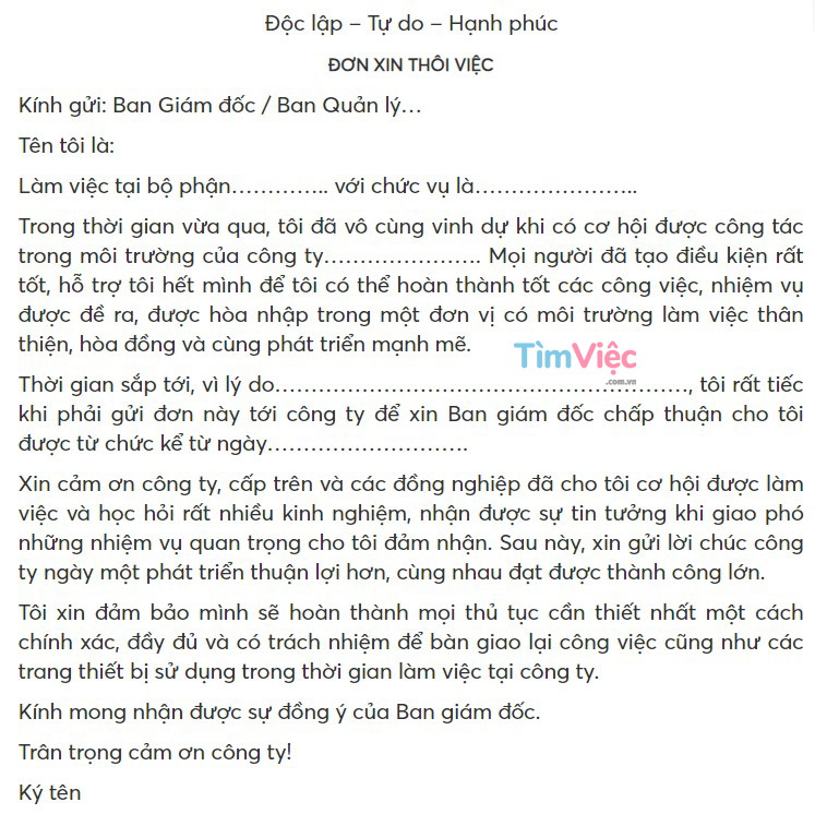 Sử dụng mẫu đơn xin thôi việc thế nào cho chính xác và chuyên nghiệp? - Ảnh 3 Sử dụng mẫu đơn xin thôi việc thế nào cho chính xác và chuyên nghiệp? - Ảnh 3