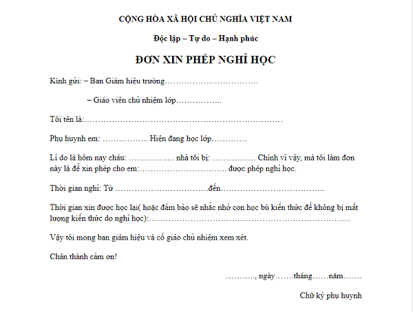 Mẫu đơn xin nghỉ phép cập nhật mới nhất 2024 - Ảnh 5